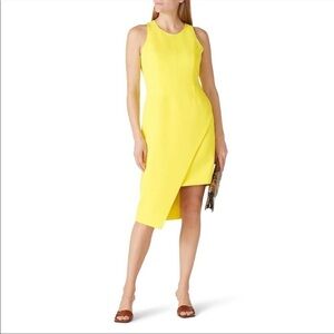 Toccin Yellow Asymmetric Sheath Work Cocktail Dress Size 12